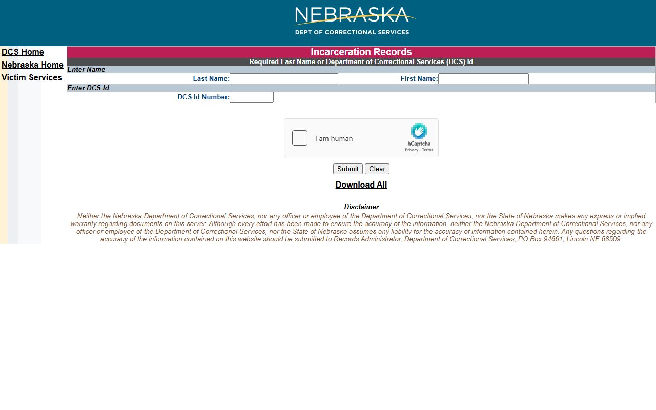 Thomas County inmate search alternative through NDCS incarceration records