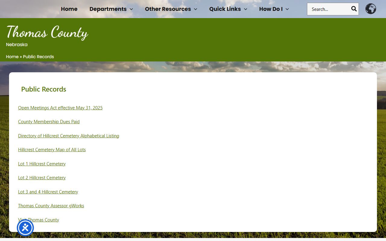 Thomas County public records page for jail inmate record requests